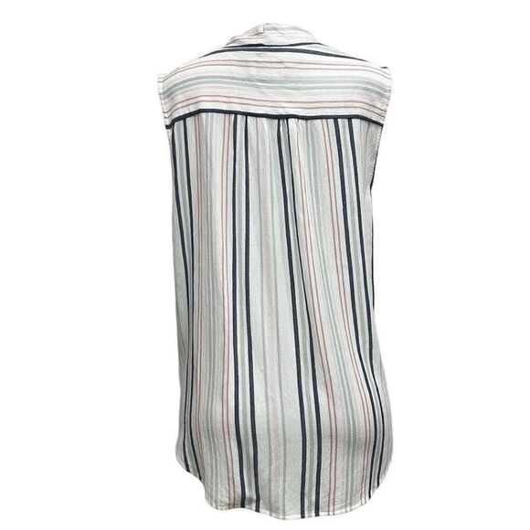 NWOT Liz Claiborne Wrap Blouse Women's Large Multicolor Striped Rayon Sleeveless - Picture 8 of 10